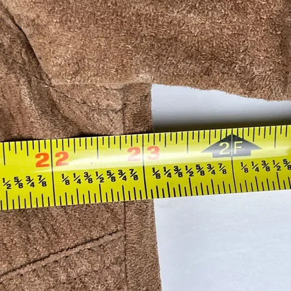 Wilsons Leather Sz Mens M Suede Bomber Jacket M. Julian Beige Zip 5 Pockets - Picture 11 of 14